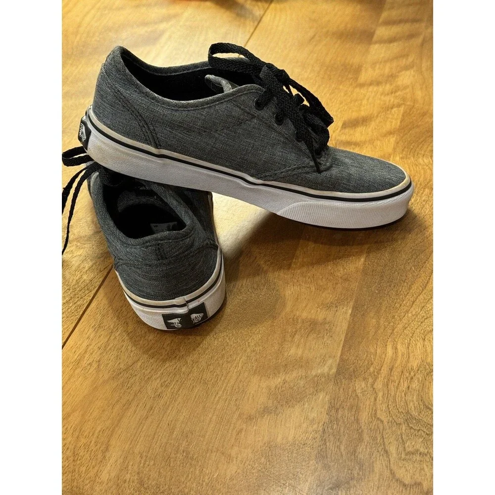 Vans Youth Size 3 Atwood Pewter Gray White Canvas Skate Shoes